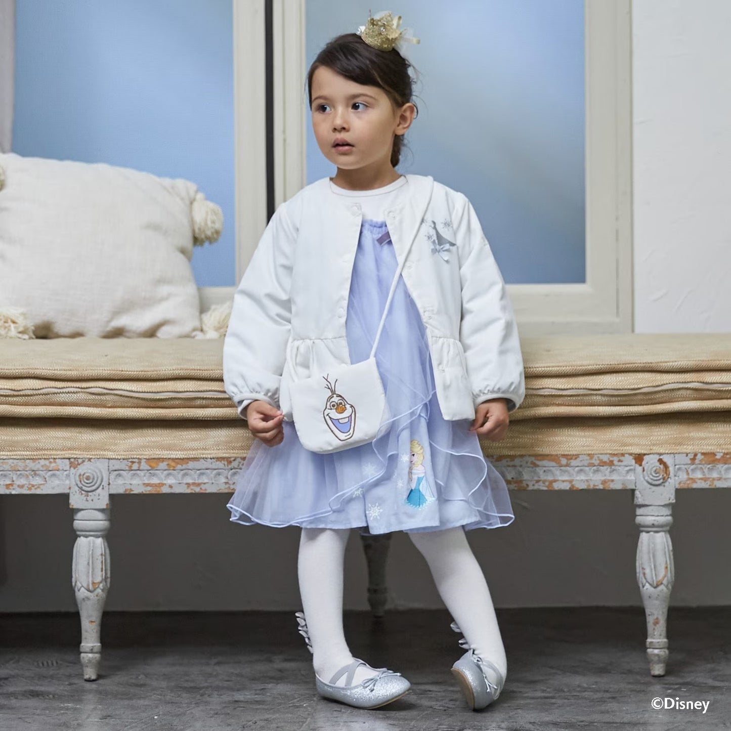 日本童裝 pe#main x Disney Frozen 三件套裝 90-130cm 女童款 冬季 DRESSES OUTERWEAR