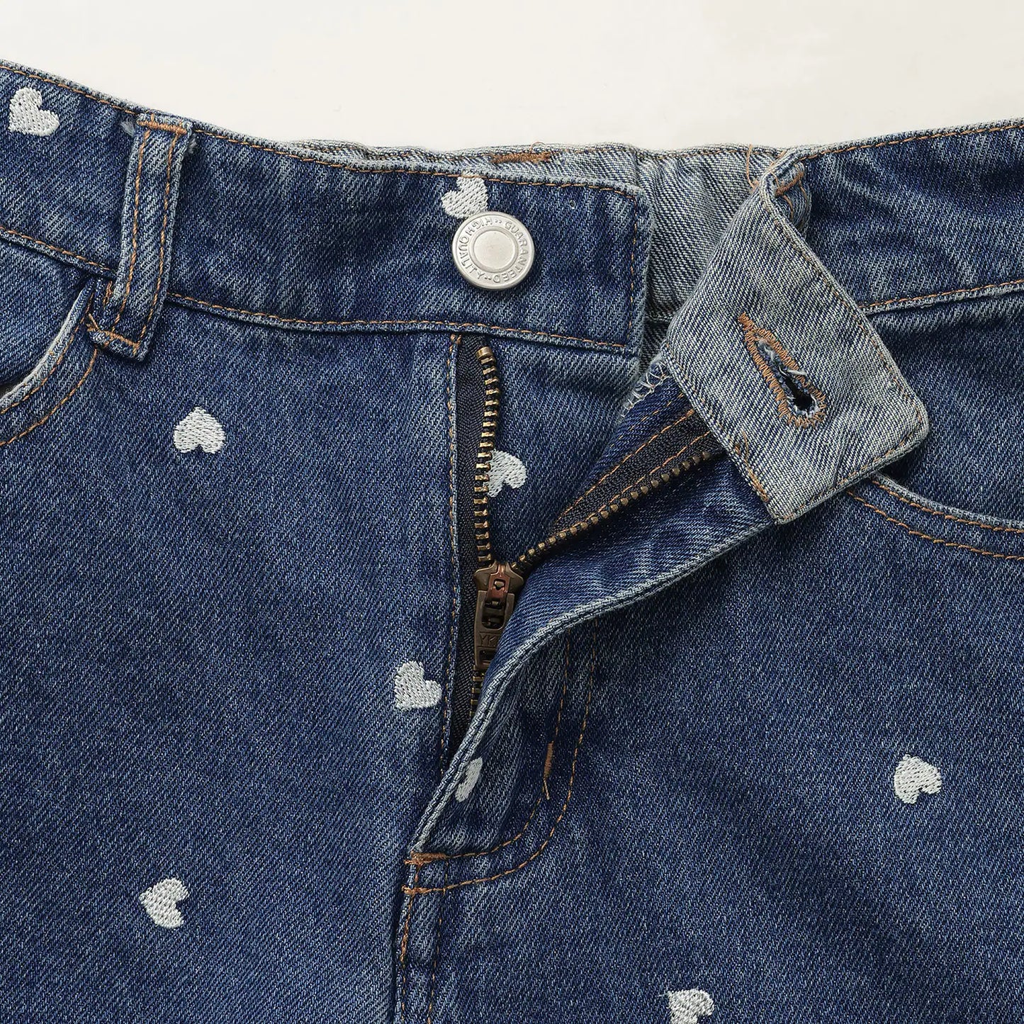 日本童裝 Ly# mine 愛心刺繡印花牛仔褲 100-140cm 女童款 夏季 PANTS