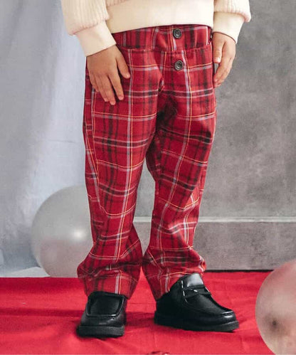 日本童裝 apres les cours 格仔長褲 80-130cm 男童款 冬季 Pants 聖誕紅/新年紅