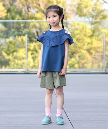 日本童裝 BE#AMS mini 荷葉邊露肩上衣 90-140cm 女童款 夏季 TOPS