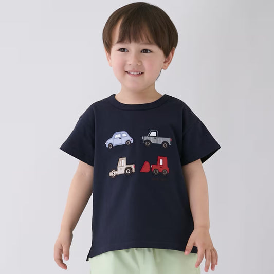 日本童裝 pe#main 遊艇/汽車貼花短袖上衣 80-130cm 男童款 夏季 TOPS
