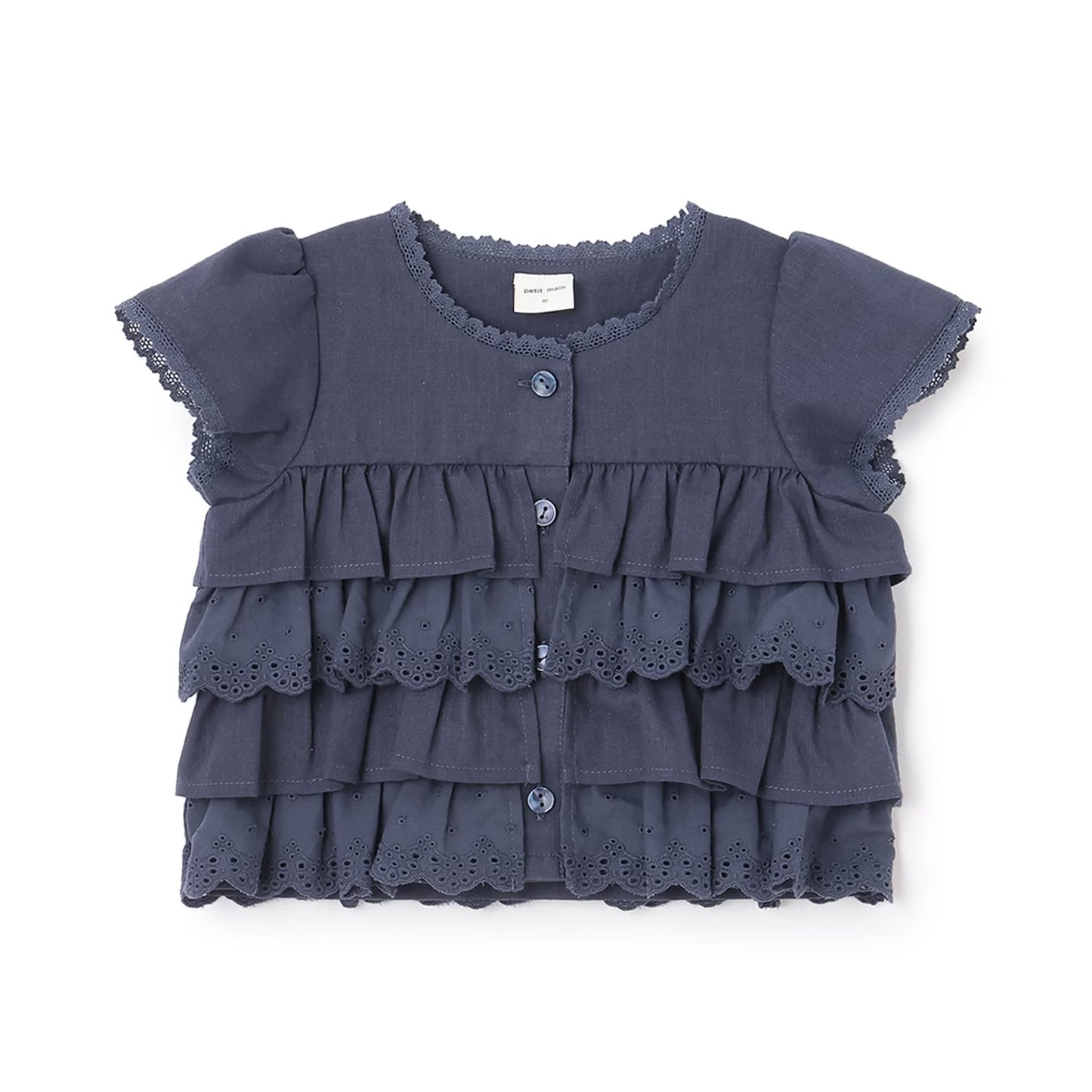 日本童裝 pe#main 蕾絲荷葉邊上衣 80-130cm 女童款 夏季 TOPS