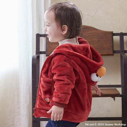 日本童裝 pe#main x SESAME STREET 芝麻街毛毛外套 80-130cm 男童款/女童款 冬季 OUTERWEAR 聖誕紅/新年紅