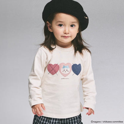 日本童裝 pe#main x【Chiikawa】菱形圖案長袖上衣 80-130cm 女童款 初生嬰兒 夏季 TOPS