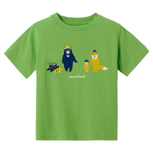 Japanese children's clothing mont-bell organic cotton / UV protection / breathable / moisture wicking found mushroom short-sleeved T-shirt 100-120cm boys / girls summer TOPS