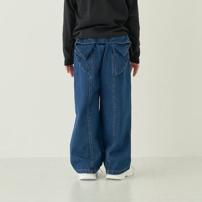 日本童裝 Ly# mine 後繫帶蝴蝶結牛仔褲 100-140cm 女童款 秋季 PANTS