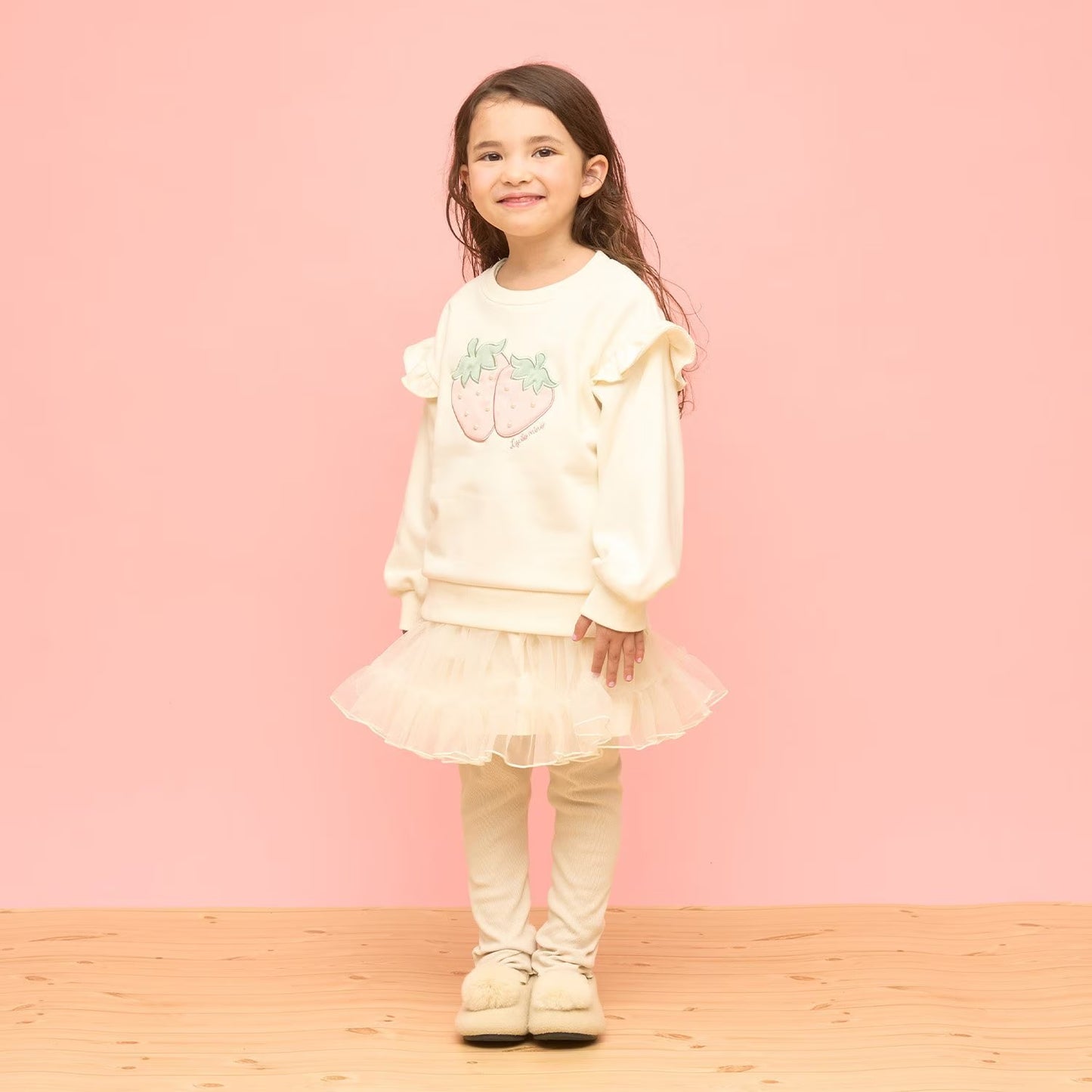 日本童裝 Ly# mine 速乾系列 士多啤梨貼花衛衣 100-150cm 女童款 冬季 TOPS