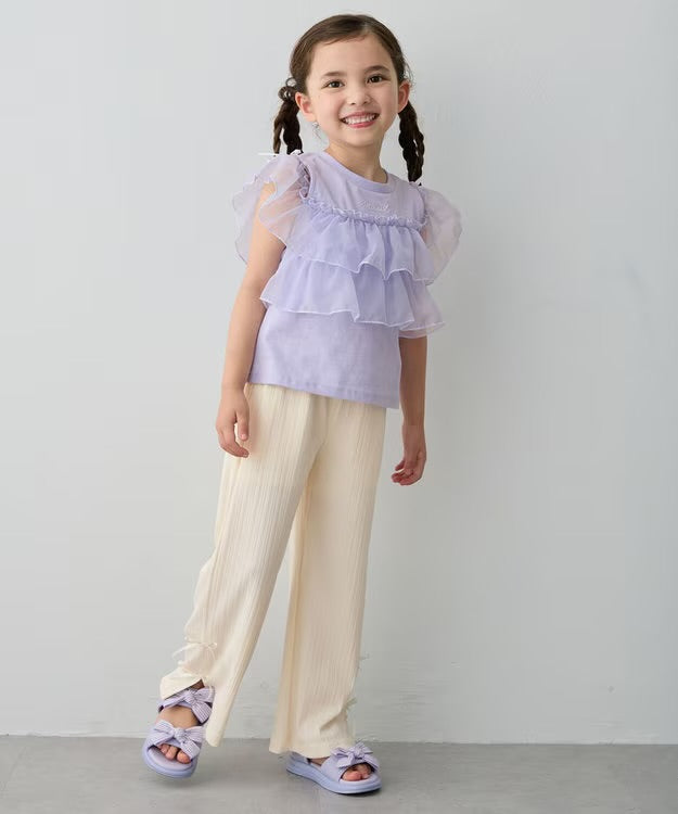 日本童裝 aF#a325 接觸冷感 羅紋寬喇叭褲 110-150cm 女童款 夏季 PANTS