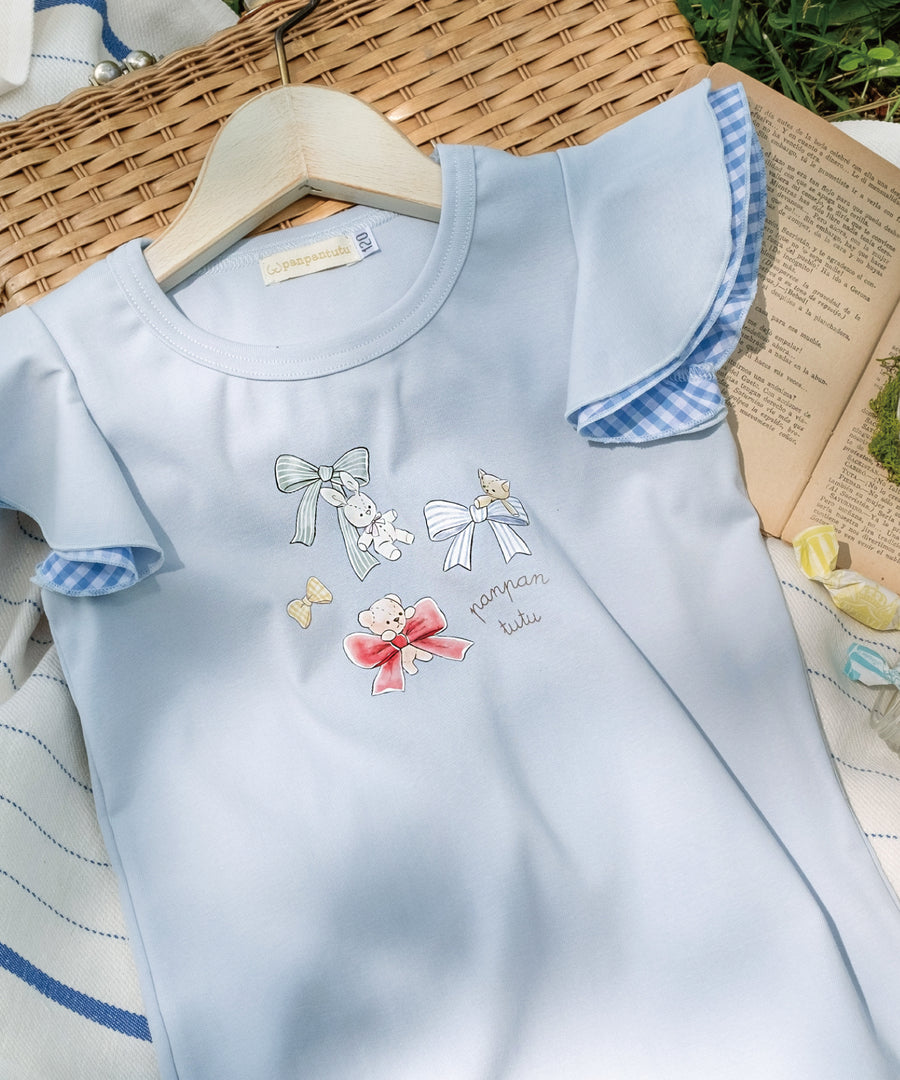 日本童裝 panpantutu 格仔小飛袖上衣 80-140cm 女童款 夏季 TOPS