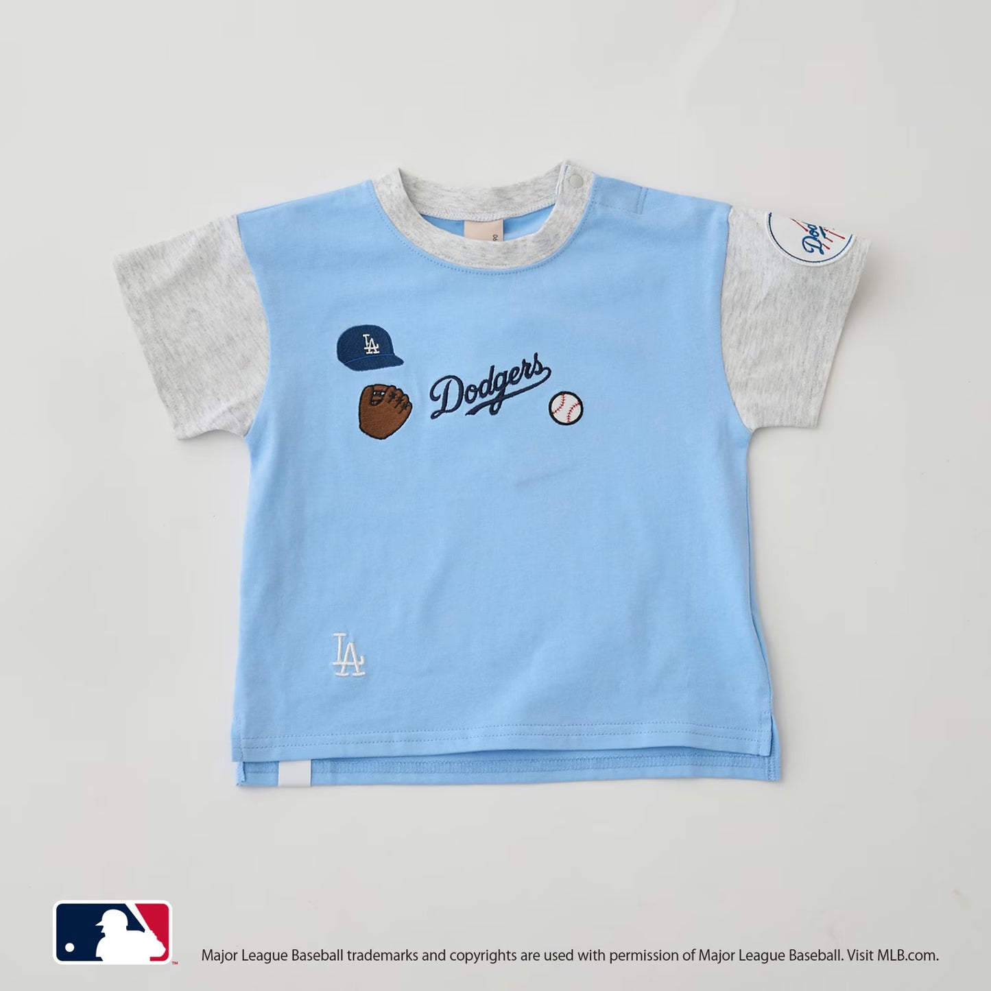 日本童裝 pe#main x 【MLB】徽章貼花上衣 80-130cm 男童款 夏季 TOPS