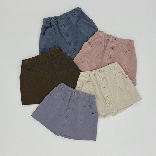 日本童裝 Ly# mine 心型口袋燈芯絨裙褲 100-150cm 女童款 秋季 PANTS