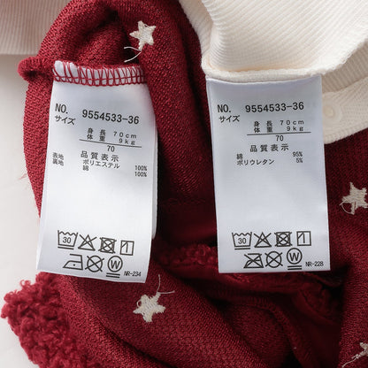 日本童裝 pe#main 星形刺繡連衣套裝 70-80cm 男童款/女童款 冬季  Jumpsuit 聖誕紅/新年紅