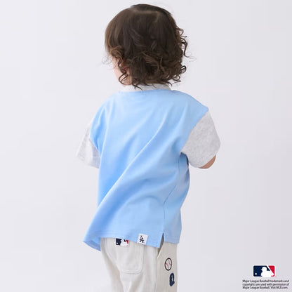 日本童裝 pe#main x 【MLB】徽章貼花上衣 80-130cm 男童款 夏季 TOPS