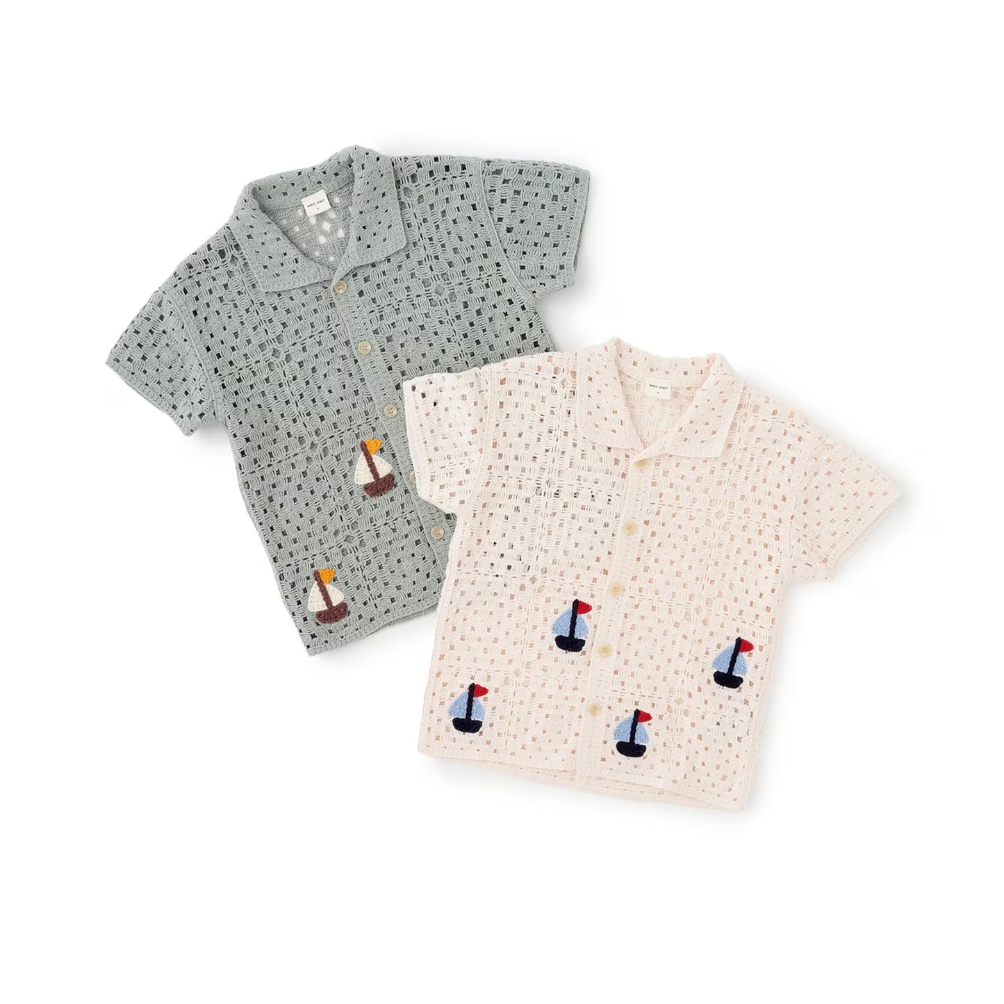 日本童裝 pe#main 鉤針開領襯衫 80-130cm 男童款 夏季 TOPS