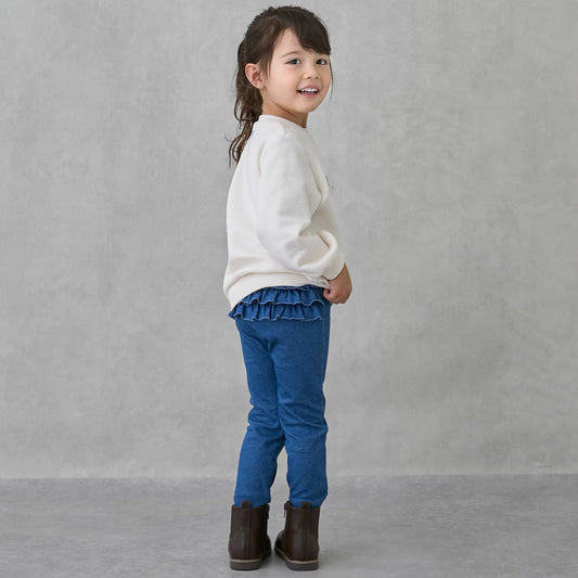 日本童裝 pe#main 抓毛荷葉邊緊身褲 80-120cm 女童款 冬季 PANTS