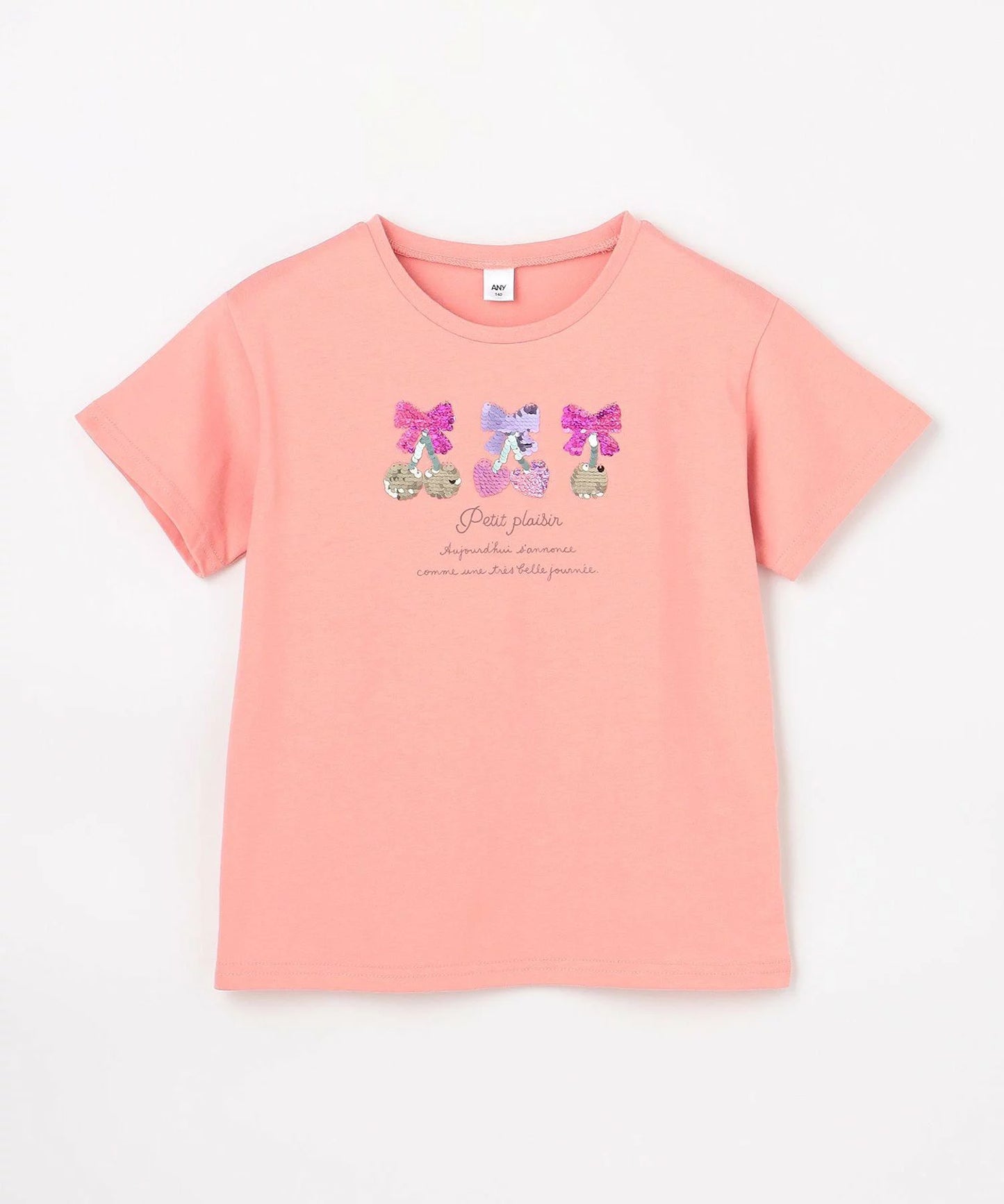 日本童裝 aF#a325 珠片印花上衣 100-150cm 女童款 夏季 TOPS