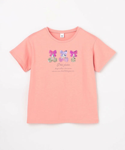 日本童裝 aF#a325 珠片印花上衣 100-150cm 女童款 夏季 TOPS
