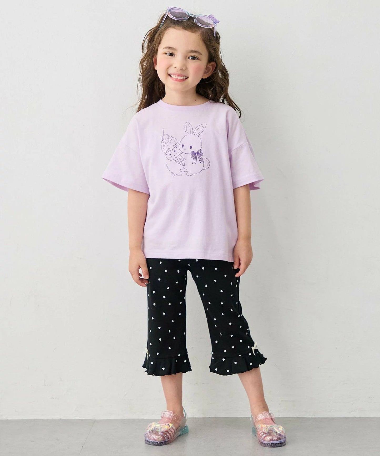 日本童裝 aF#a325 接觸冷感 印花短袖上衣 90-150cm 女童款 夏季 TOPS