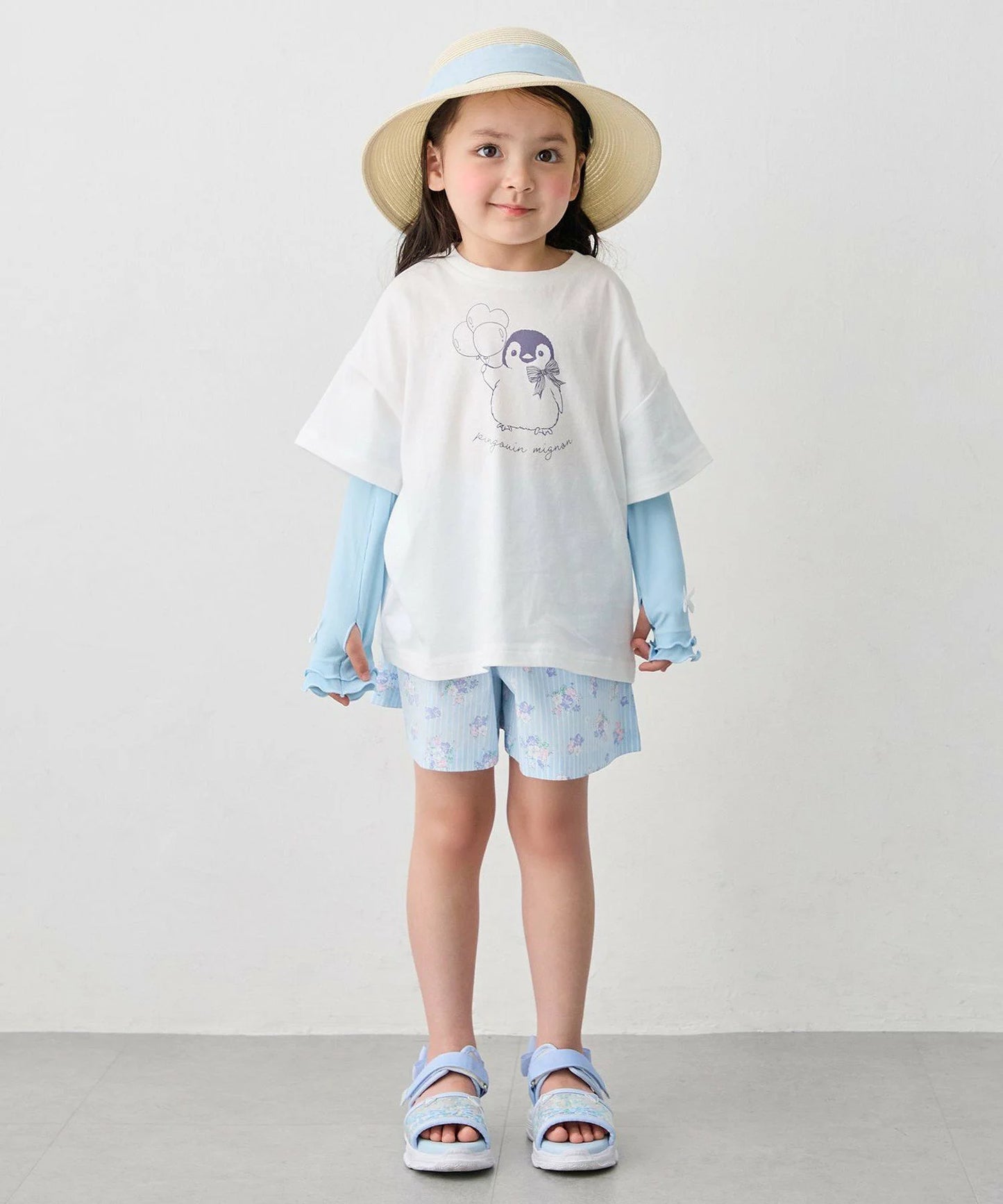日本童裝 aF#a325 接觸冷感 印花短袖上衣 90-150cm 女童款 夏季 TOPS
