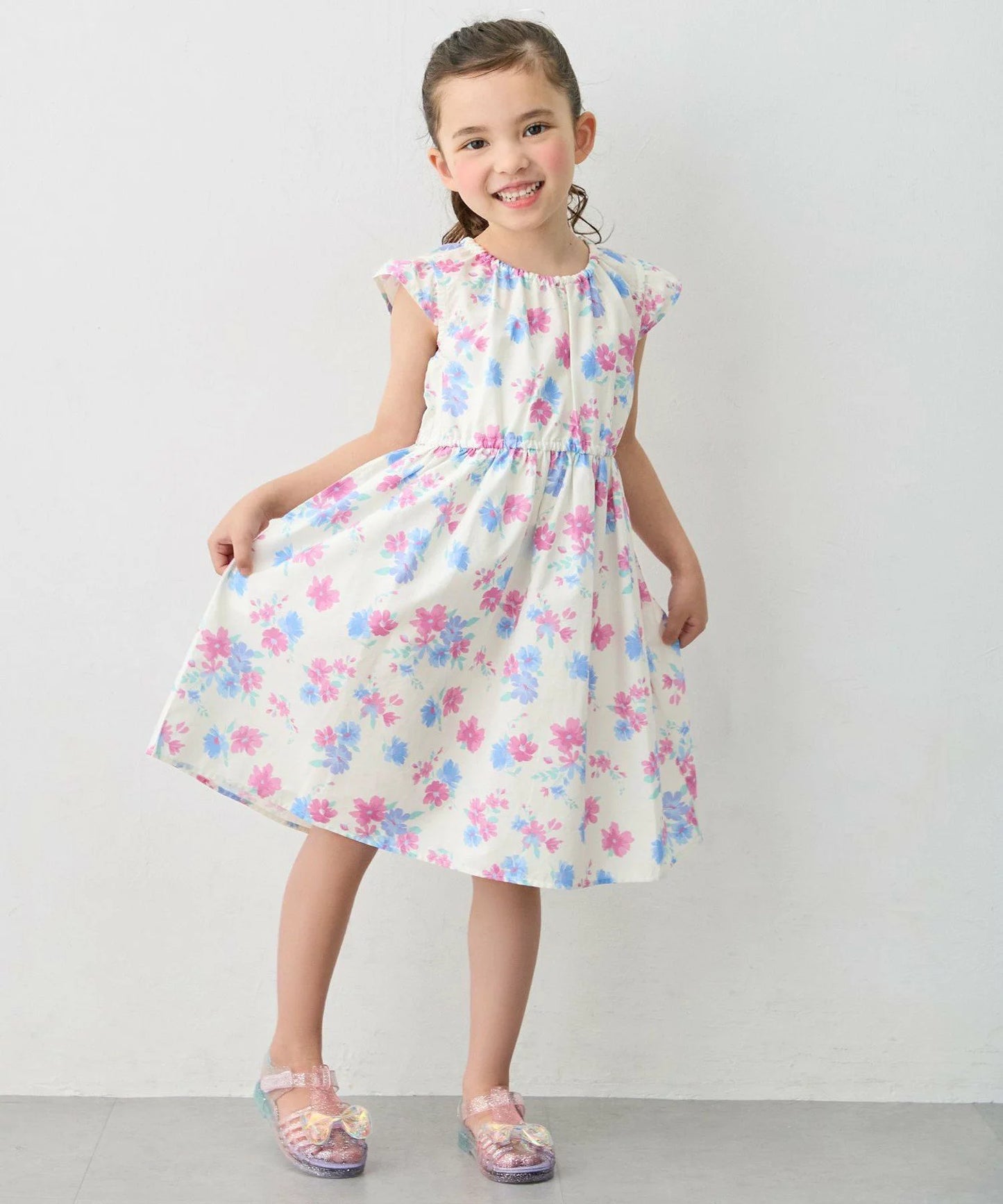 日本童裝 aF#a325 接觸冷感 全印花連身裙 90-140cm 女童款 夏季 DRESSES