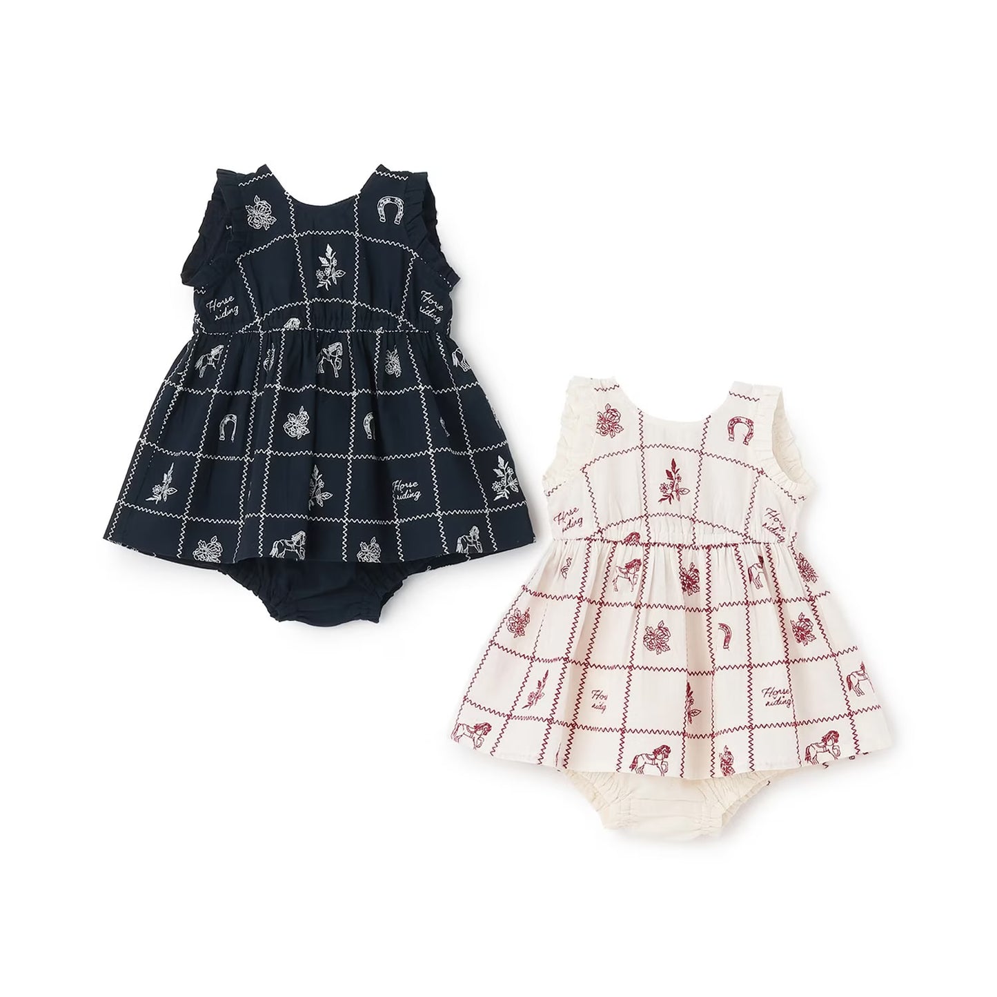 日本童裝 pe#main 印度棉圖案刺繡兩件套裝 70-80cm 女童款 初生嬰兒 夏季 DRESSES PANTS
