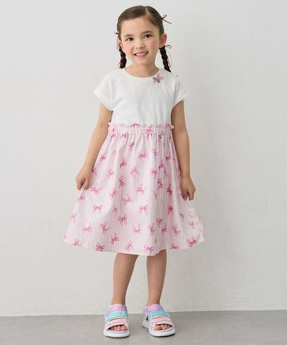 日本童裝 aF#a325 接觸冷感 拼接連身裙 90-150cm 女童款 夏季 DRESSES