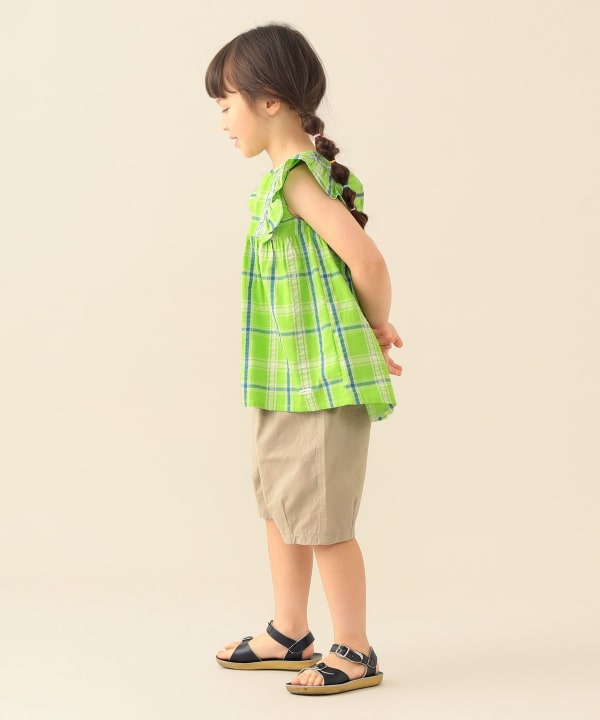 日本童裝 BE#AMS mini 格紋小飛袖上衣 90-140cm 女童款 夏季 TOPS