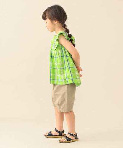 日本童裝 BE#AMS mini 格紋小飛袖上衣 90-140cm 女童款 夏季 TOPS