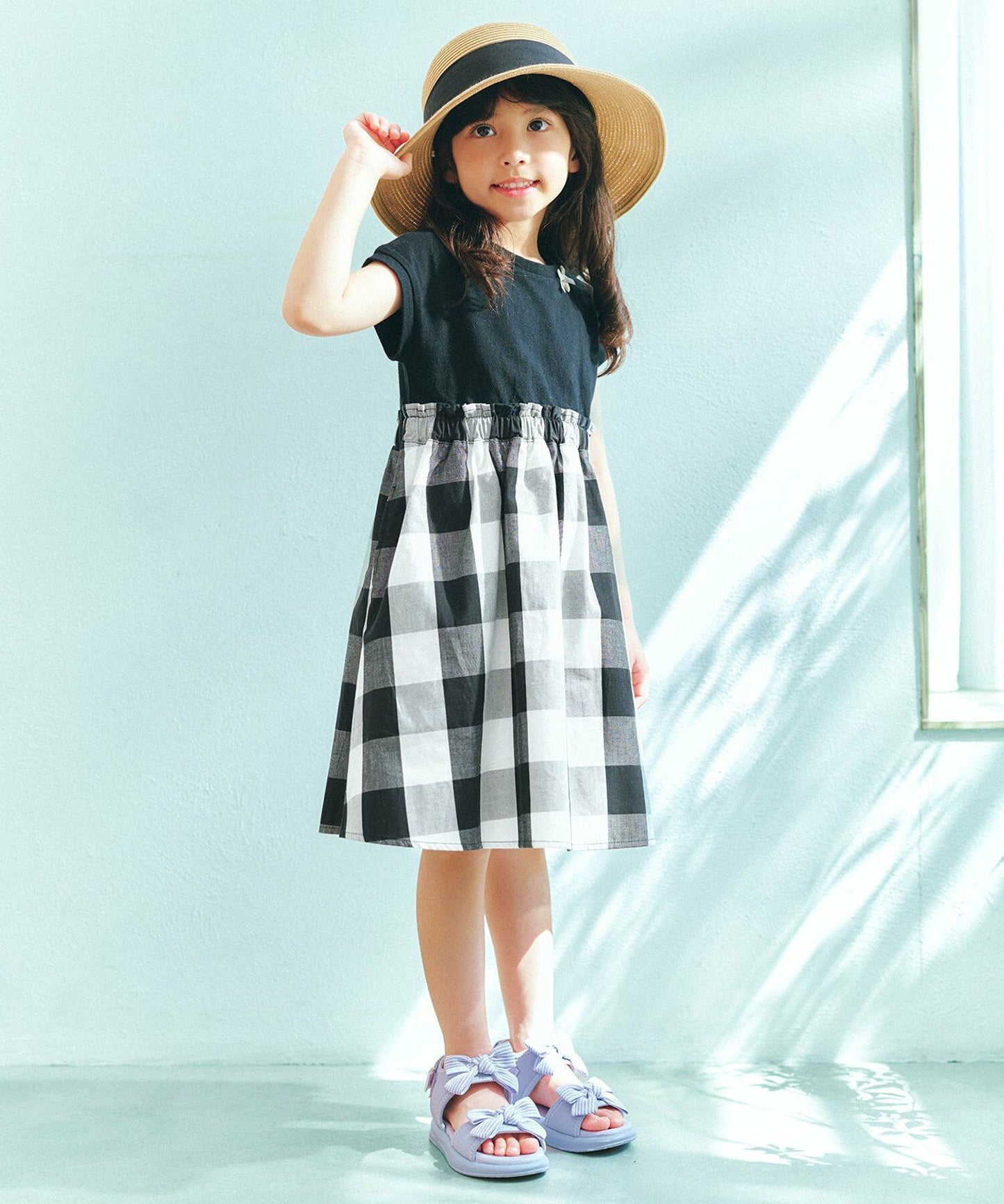 日本童裝 aF#a325 接觸冷感 拼接連身裙 90-150cm 女童款 夏季 DRESSES