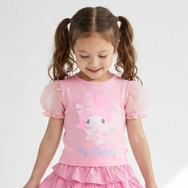 日本童裝 BDL x Sanrio 泡泡袖印花上衣 90-140cm 女童款 夏季 TOPS
