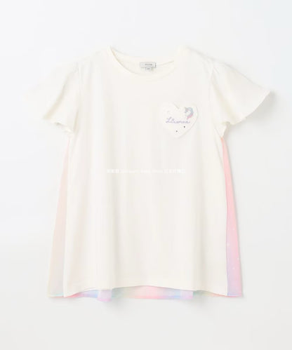 Japanese children's clothing aF#a325 spliced elegant top 90-160cm girls summer TOPS 