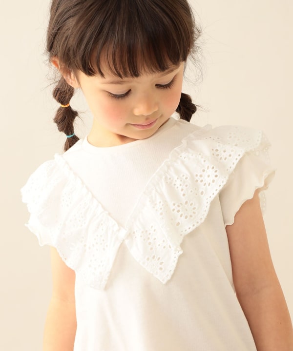 日本童裝 BE#AMS mini 棉質蕾絲上衣 90-140cm 女童款 夏季 TOPS