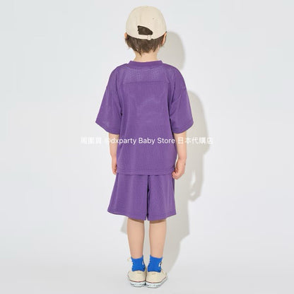 Japanese children's clothing b・R# V-neck mesh sports top 100-150cm boys/girls summer TOPS 