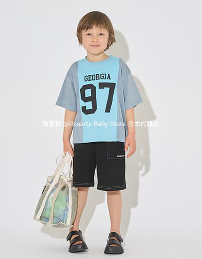 Japanese children's clothing b・R# water-absorbing quick-drying touch cool color-block mesh sports top 100-150cm boys/girls summer TOPS 