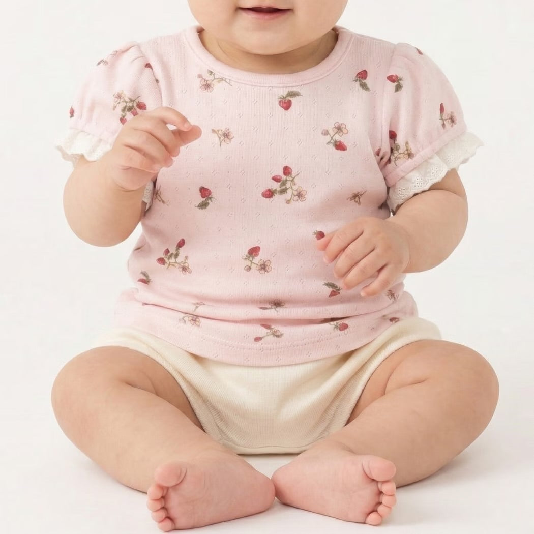 日本童裝 pe#main 蕾絲袖上衣 70-80cm 女童款 初生嬰兒 夏季 TOPS