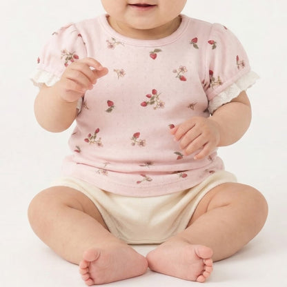 日本童裝 pe#main 蕾絲袖上衣 70-80cm 女童款 初生嬰兒 夏季 TOPS