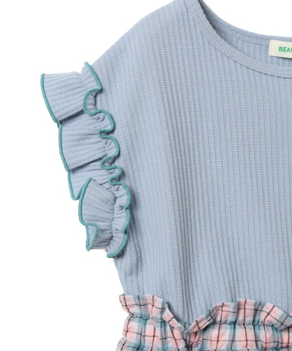 日本童裝 BE#AMS mini 華夫紋拼接連身裙 90-140cm 女童款 夏季 DRESSES