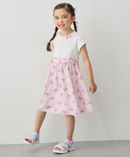 日本童裝 aF#a325 接觸冷感 拼接連身裙 90-150cm 女童款 夏季 DRESSES