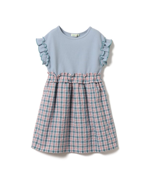 日本童裝 BE#AMS mini 華夫紋拼接連身裙 90-140cm 女童款 夏季 DRESSES
