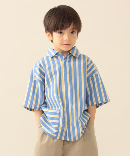 日本童裝 BE#AMS mini 條紋襯衫 90-140cm 男童款 夏季 TOPS
