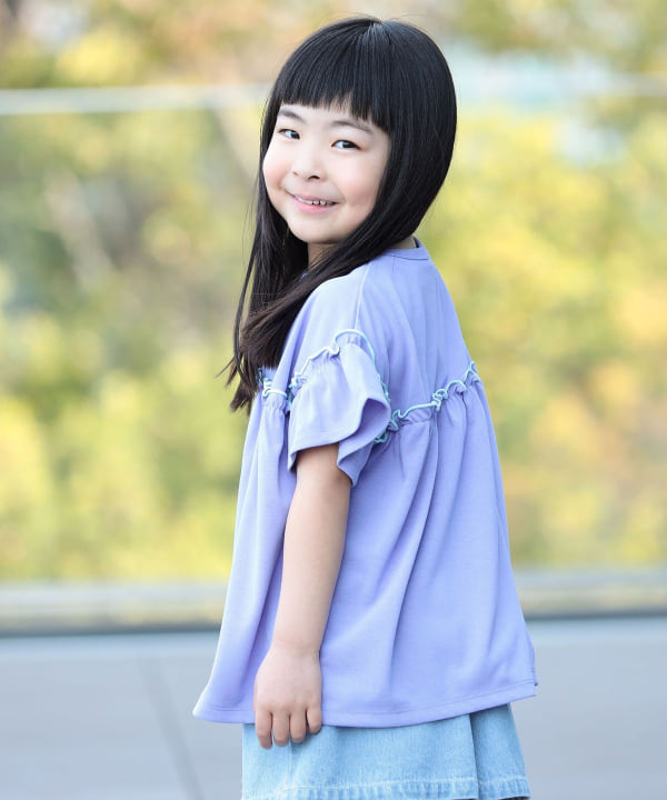 日本童裝 BE#AMS mini 防UV 吸水速乾 荷葉邊上衣 90-130cm 女童款 夏季 TOPS