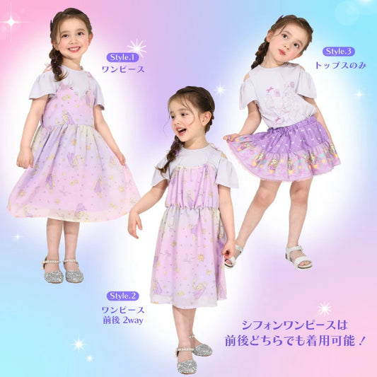 Japanese BDL x Disney Princess T-shirt and suspender skirt two-piece set 90-130cm Girls Spring/Summer TOPS DRESSES 