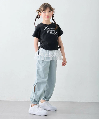 日本童裝 aF#a325 抽繩印花短上衣 110-160cm 女童款 夏季 TOPS