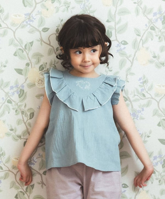 日本童裝 BE#AMS mini 刺繡荷葉邊上衣短褲兩件套裝 90-150cm 男童款 夏季 TOPS PANTS