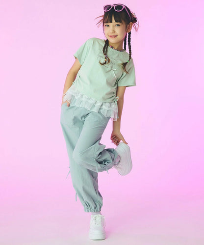 日本童裝 aF#a325 抽繩印花短上衣 110-160cm 女童款 夏季 TOPS