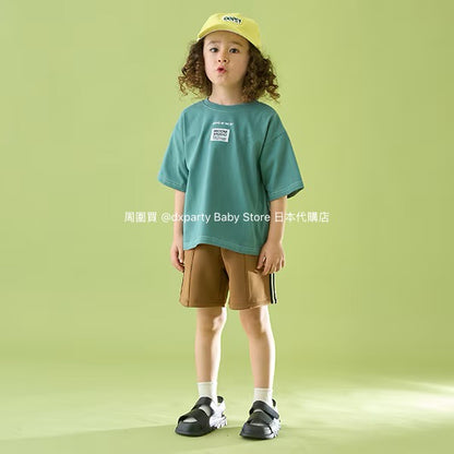 Japanese children's clothing b・R# patch logo top 100-150cm boys/girls summer TOPS 