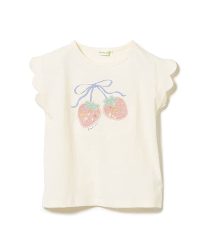 日本童裝 BE#AMS mini 士多啤梨荷葉邊上衣 90-150cm 女童款 夏季 TOPS