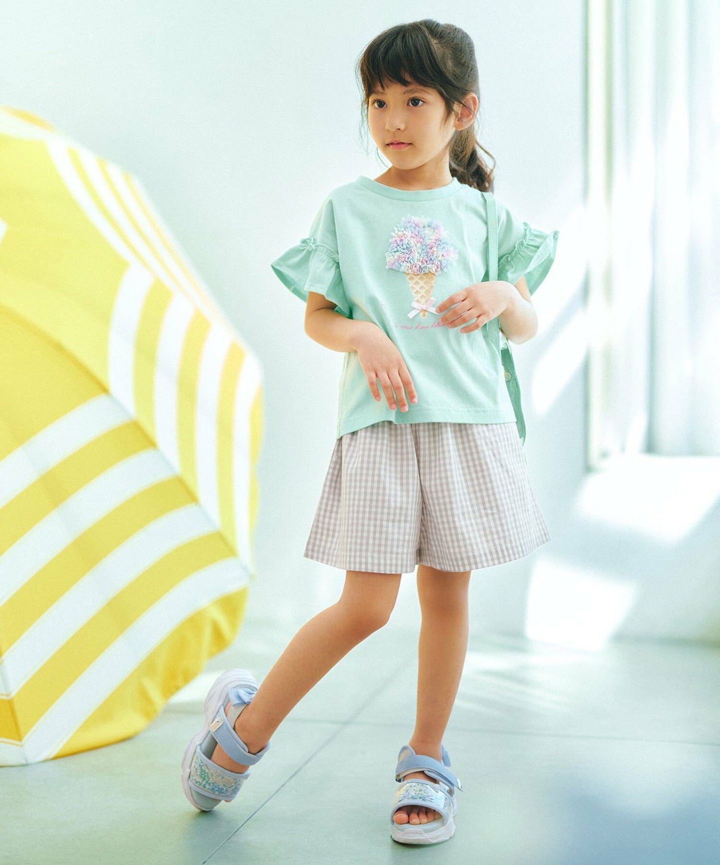 日本童裝 aF#a325 接觸冷感 休閒短褲 100-150cm 女童款 夏季 PANTS