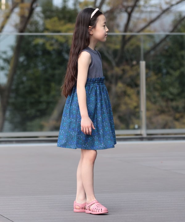 日本童裝 BE#AMS mini 碎花拼接無袖連身裙 90-150cm 女童款 夏季 DRESSES
