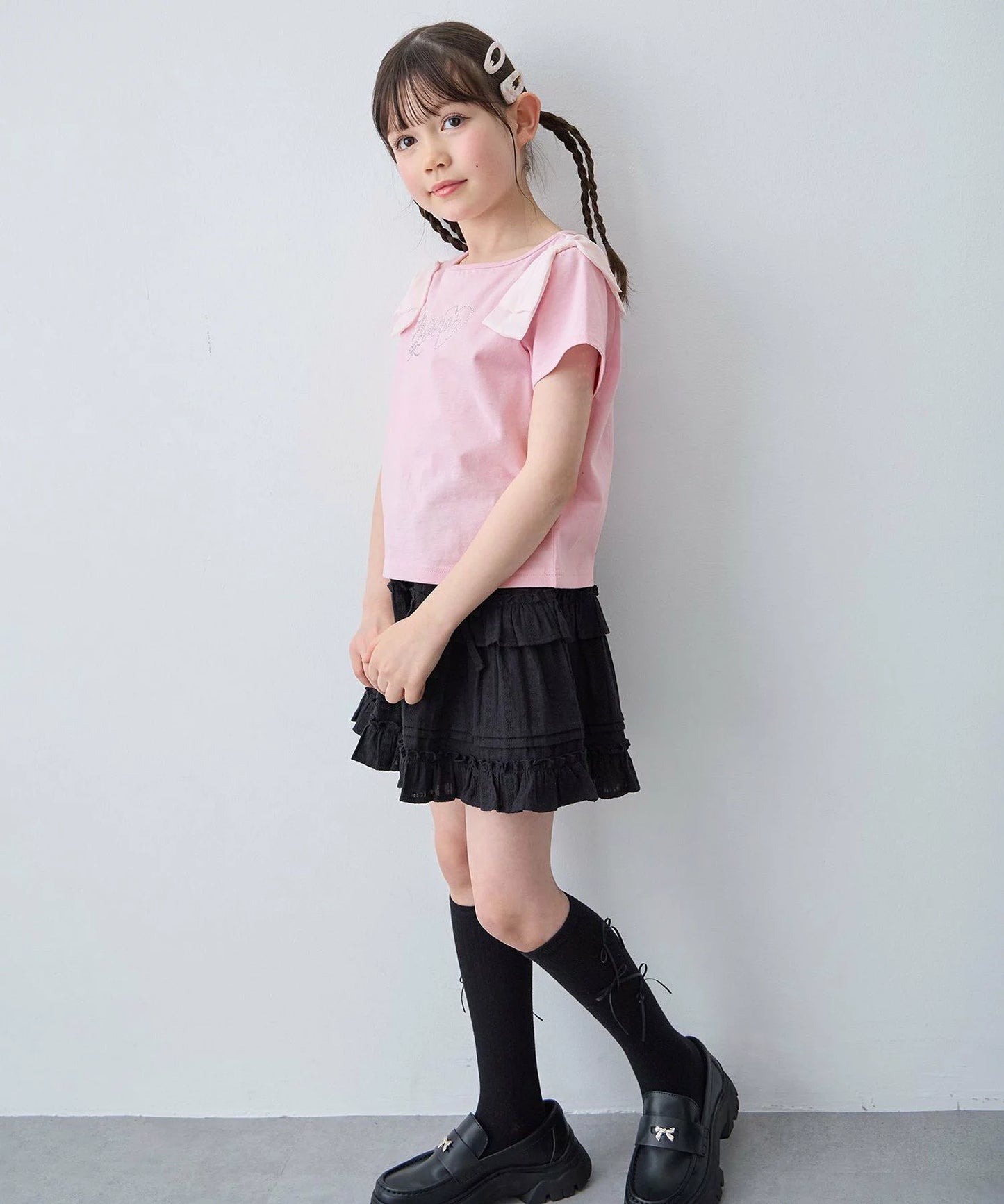 日本童裝 aF#a325 蝴蝶結皺皺短裙 110-160cm 女童款 夏季 SKIRTS